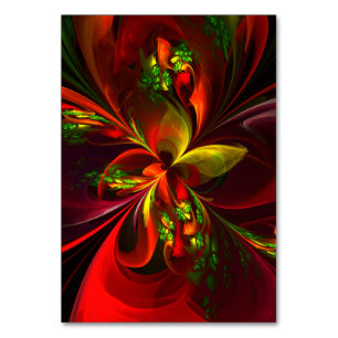 Modern Red Green Floral Abstract Art Pattern #05 Table Number