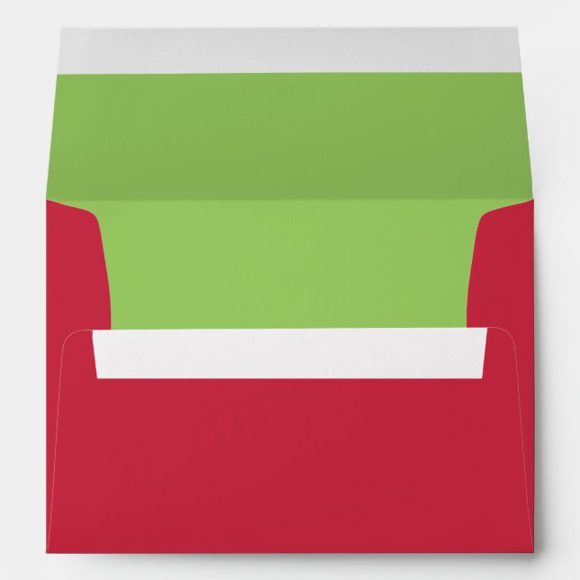Modern Red & Green Holiday Greeting Card Envelope (Back (Bottom))