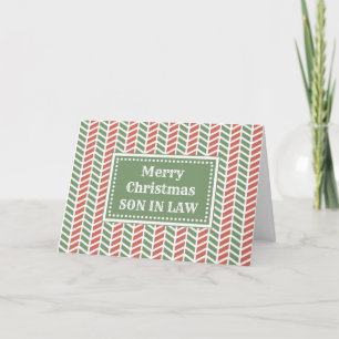 Modern Red Green Son in Law Merry Christmas Card