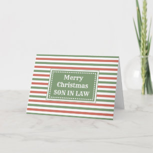 Modern Red Green Son In Law Merry Christmas Card