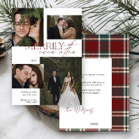 Modern Red Green Tartan Merrily Ever After Wedding