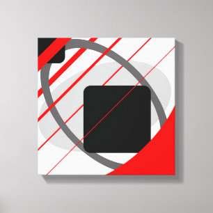 Modern Red Grey Black Off-White - Wrapped Canvas