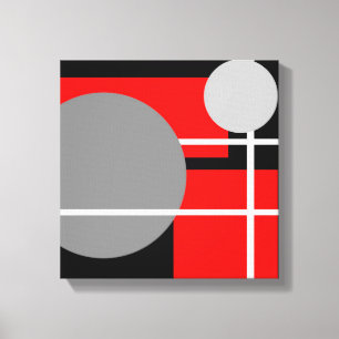 Modern Red Grey Black White - Wrapped Canvas