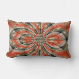 Modern Red Grey Green Soft Pastel Colour Abstract Lumbar Pillow