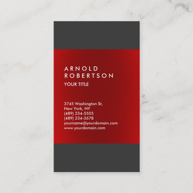 Modern Red Grey Trendy Professional Business Card (Front)