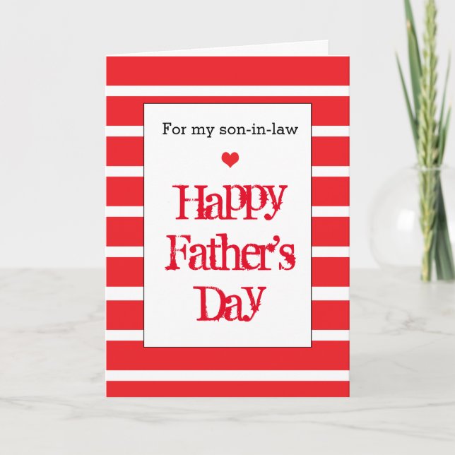 Modern Red Happy Father's Day Son-in-Law Card (Front)