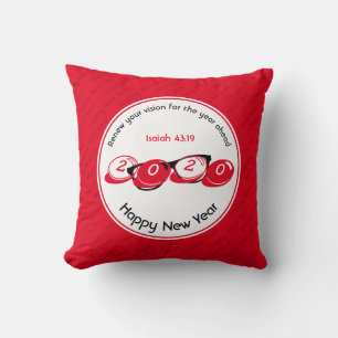 Modern RED Happy New Year 2020 Vision Customized Throw Pillow