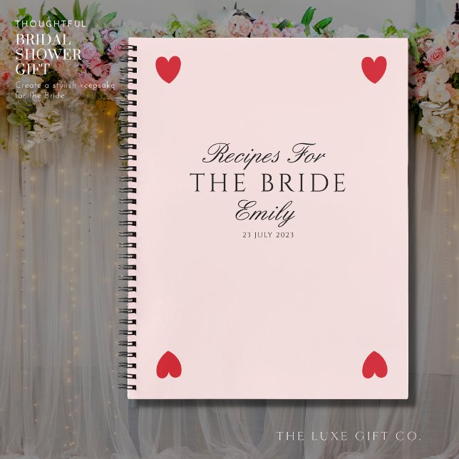 Modern Red Heart Bridal Shower Gift Recipe Book (Creator Uploaded)
