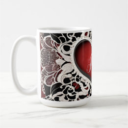 Modern Red Heart Lace Love Coffee Mug