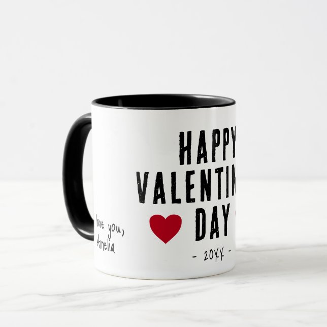 Modern Red Hearts Happy Valentine's Day Boyfriend Mug (Front Left)