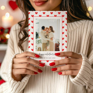 Modern Red Hearts Pattern Happy Valentine's Day Holiday Card