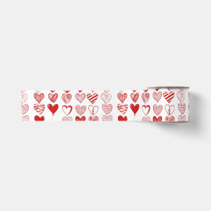 Modern Red Hearts Satin Ribbon
