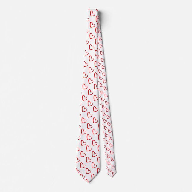 Modern Red Hearts  Tie (Front)