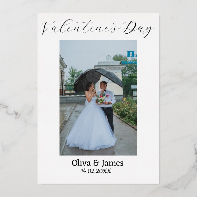 Modern Red Hearts Valentine’s Day Foil Holiday Card (Front)