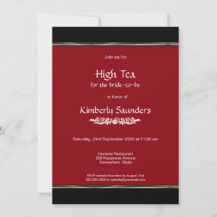 Modern Red High Tea Bridal Shower Invitation