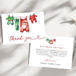 Modern Red Holly Christmas Santa Baby Shower Thank You Card<br><div class="desc">Show your appreciation with our Modern Red Holly Christmas Santa Baby Shower Thank You Card. This card features a cheerful Santa Claus design against a rich red background, adorned with festive holly and winter greenery. It's perfect for expressing your gratitude to guests while keeping with the joyful holiday theme of...</div>