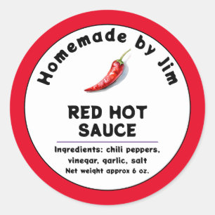 Modern Red Hot Chili Sauce Pepper Label 