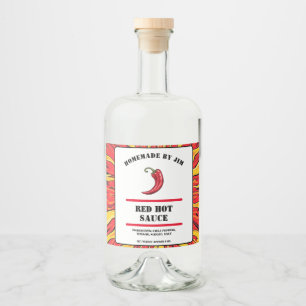 Modern Red Hot Chili Sauce Pepper Label 