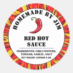 Modern Red Hot Chili Sauce Pepper Label 