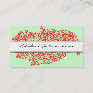 Modern Red India Paisley Business Cards
