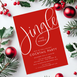 Modern Red “Jingle and Mingle” Holiday Invitation