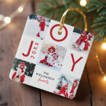 Modern Red Joy Chequerboard Family Photo Collage Ceramic Ornament<br><div class="desc">Celebrate the magical and festive holiday season with our custom holiday photo ornaments. Our modern holiday design features a multiple photo chequerboard photo collage style layout that is bold, clean and modern. Red "Joy" displayed in the chequerboard pattern with year and family name. Both sides are repeated with the same...</div>