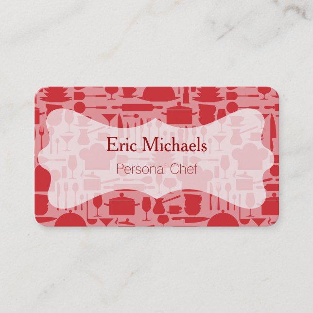 Modern Red Kitchen Theme Business Card (Front)