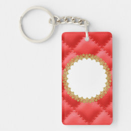 Modern Red Leather Pattern Keychain