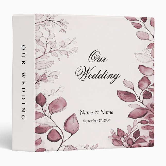 Modern Red Leaves Album Binder (Front/Spine)