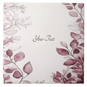 Modern Red Leaves Ceramic Tile