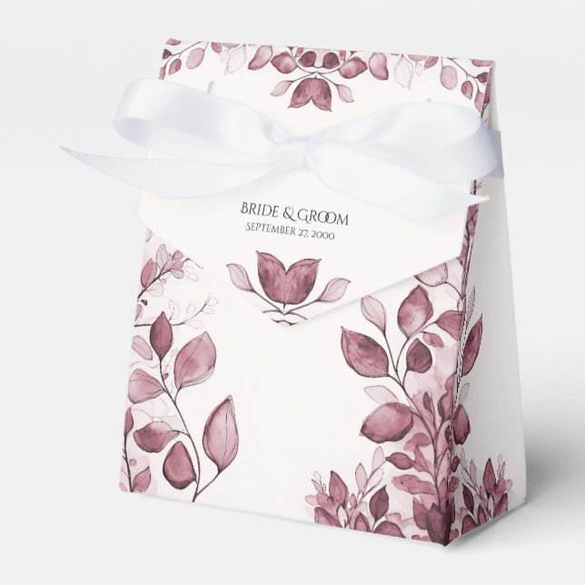 Modern Red Leaves Favour Box (Front Side)