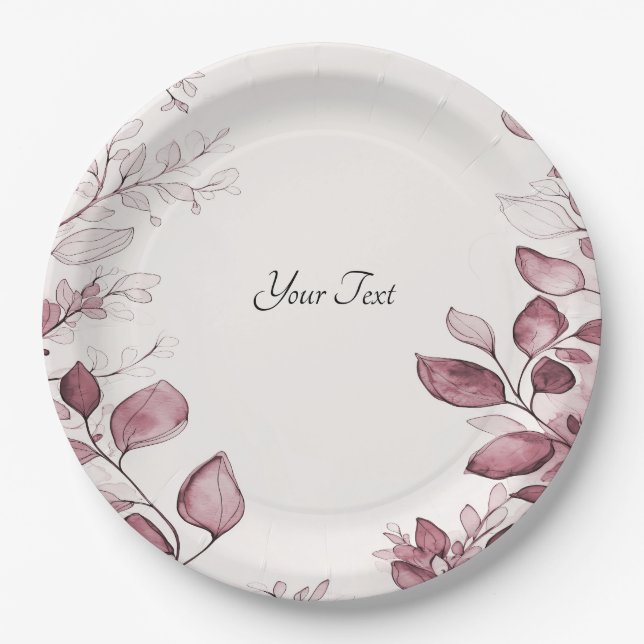 Modern Red Leaves Paper Plate (Front)