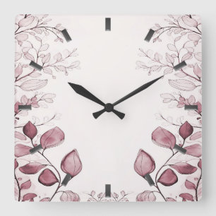 Modern Red Leaves Wall Clock