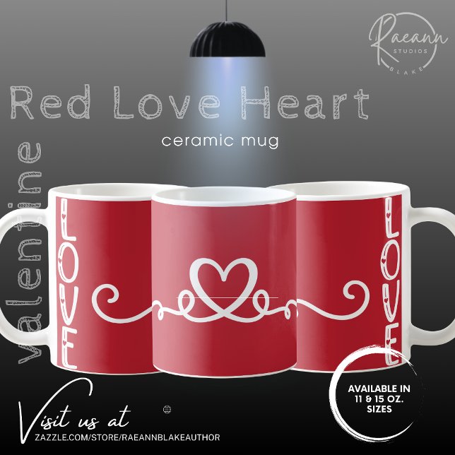 Modern Red Love Heart Valentine Ceramic Mug (Creator Uploaded)