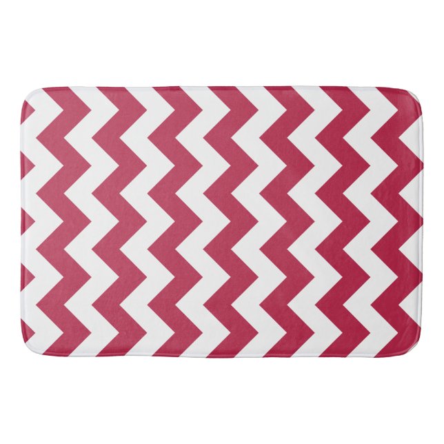 Modern Red Magenta Chevron Bath Mat (Front)