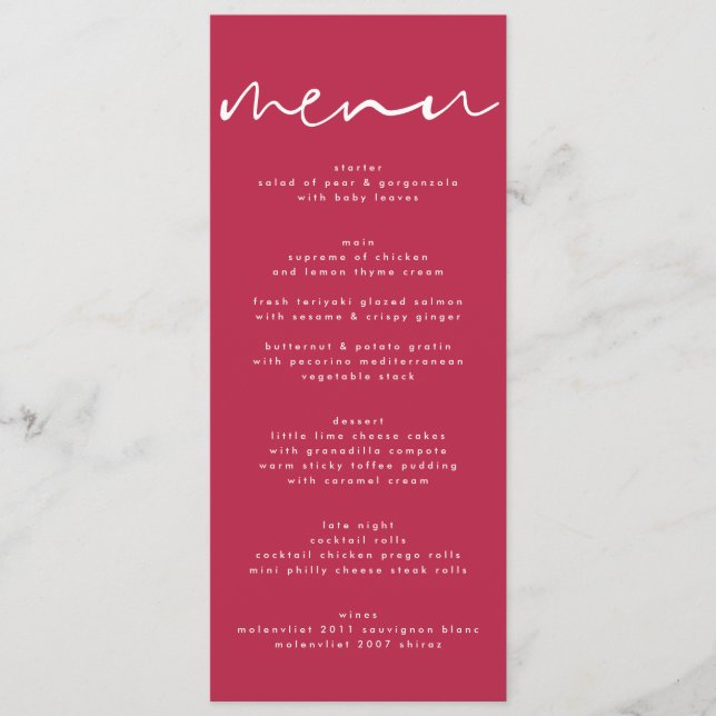 Modern Red Magenta Neutral White Wedding Program (Front)