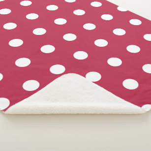 Modern Red Magenta Polka Dots Sherpa Blanket
