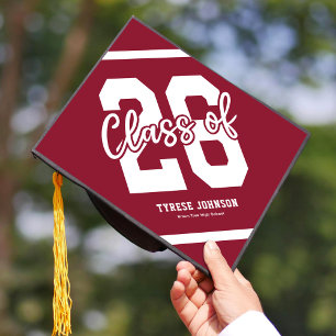 Modern Red Masculine 2025 Graduation Cap Topper
