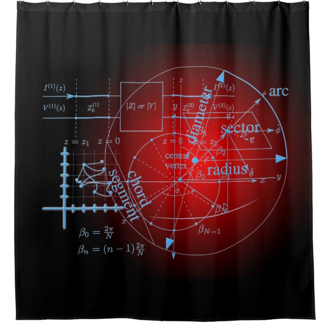 Modern Red Math Geometry Circle Equations on Black (Front)