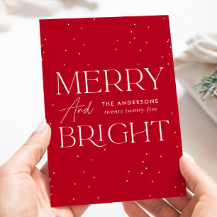 Modern Red Merry and Bright Non-Photo Holiday Card