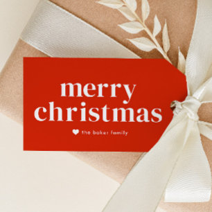 Modern Red Merry Christmas Gift Tags