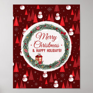 Modern red merry christmas  holiday  poster