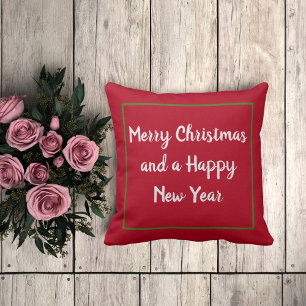 Modern red Merry Christmas home decoration Throw P Pillow