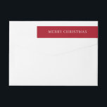 Modern Red Merry Christmas Return Address Wrap Around Label<br><div class="desc">Modern red Christmas return address wrap around labels featuring a simple and minimal design with the editable greeting "Merry Christmas" along with your return address.</div>