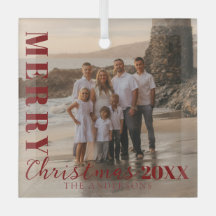 Modern Red Merry Christmas Script Photo