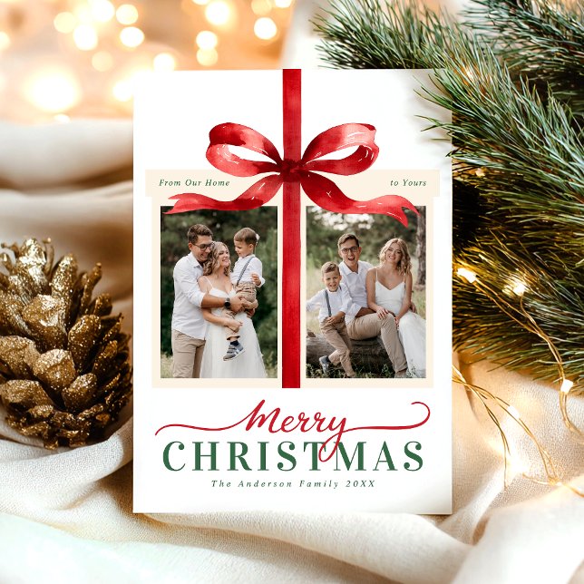 Modern Red Minimalist Merry Christmas Holiday Card (Creator Uploaded)