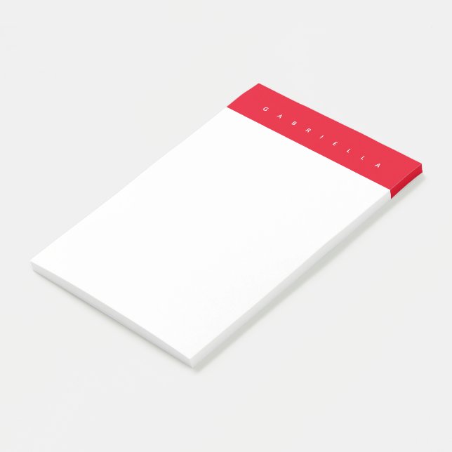 Modern Red Minimalist Small Bold Name Post-it Notes (Angled)