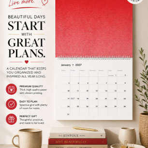 Modern Red Minimalist Wall Calendar