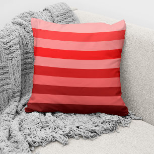 Modern Red Monochrome Colour Block Striped Throw Pillow