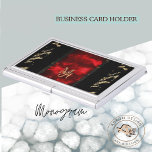 Modern Red Monogram  Business Card Holder<br><div class="desc">This Beautiful,  modern,   bright red Monogram business card Case with some marble lines is perfect for holding your business cards. 
It also has a monogram that can be updated using your initials.
I would be an excellent addition to your business supplies or as a gift for a friend.</div>